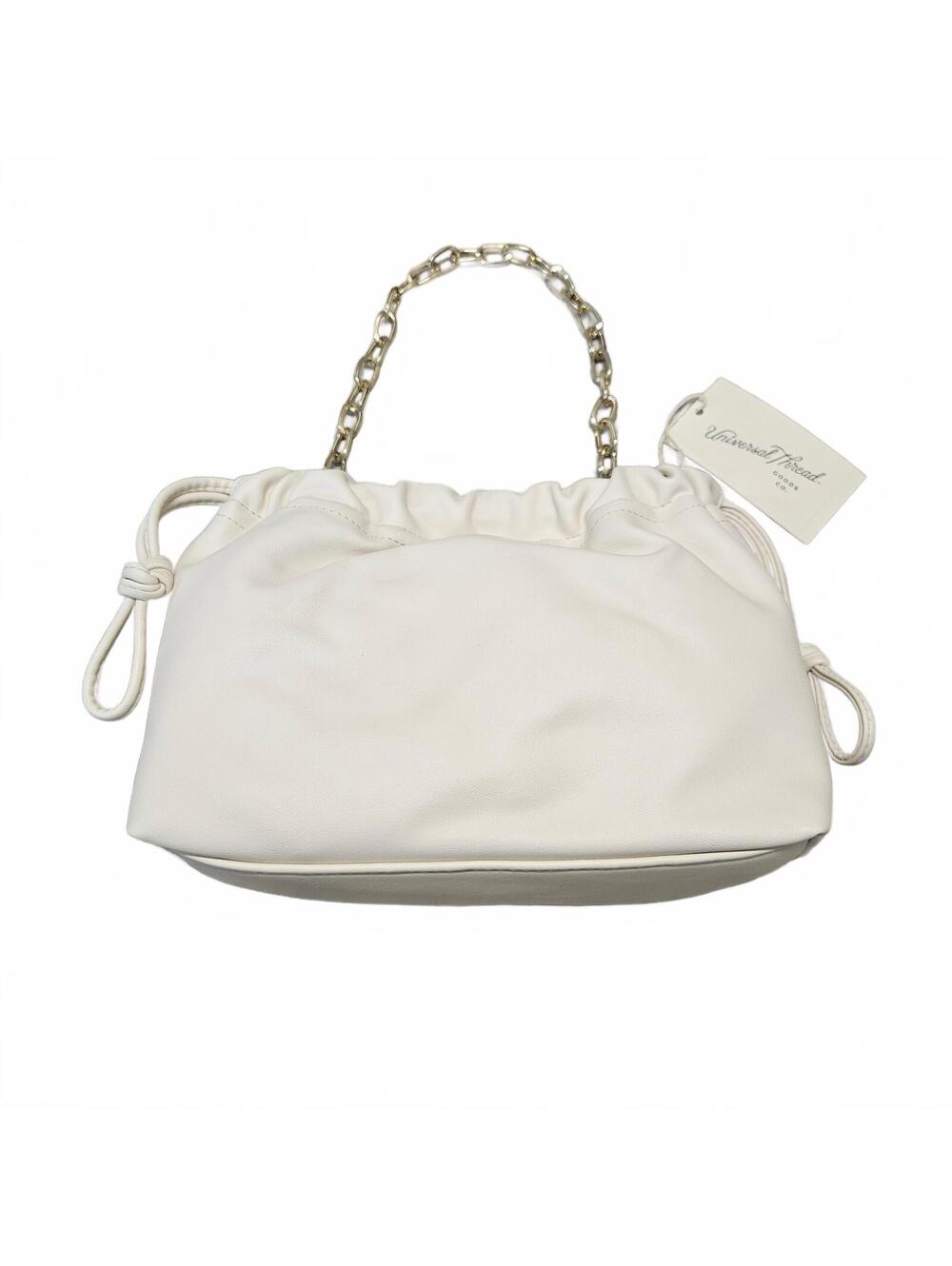 New Universal Thread Cream Shoulder Bag with Gold Chain Handle